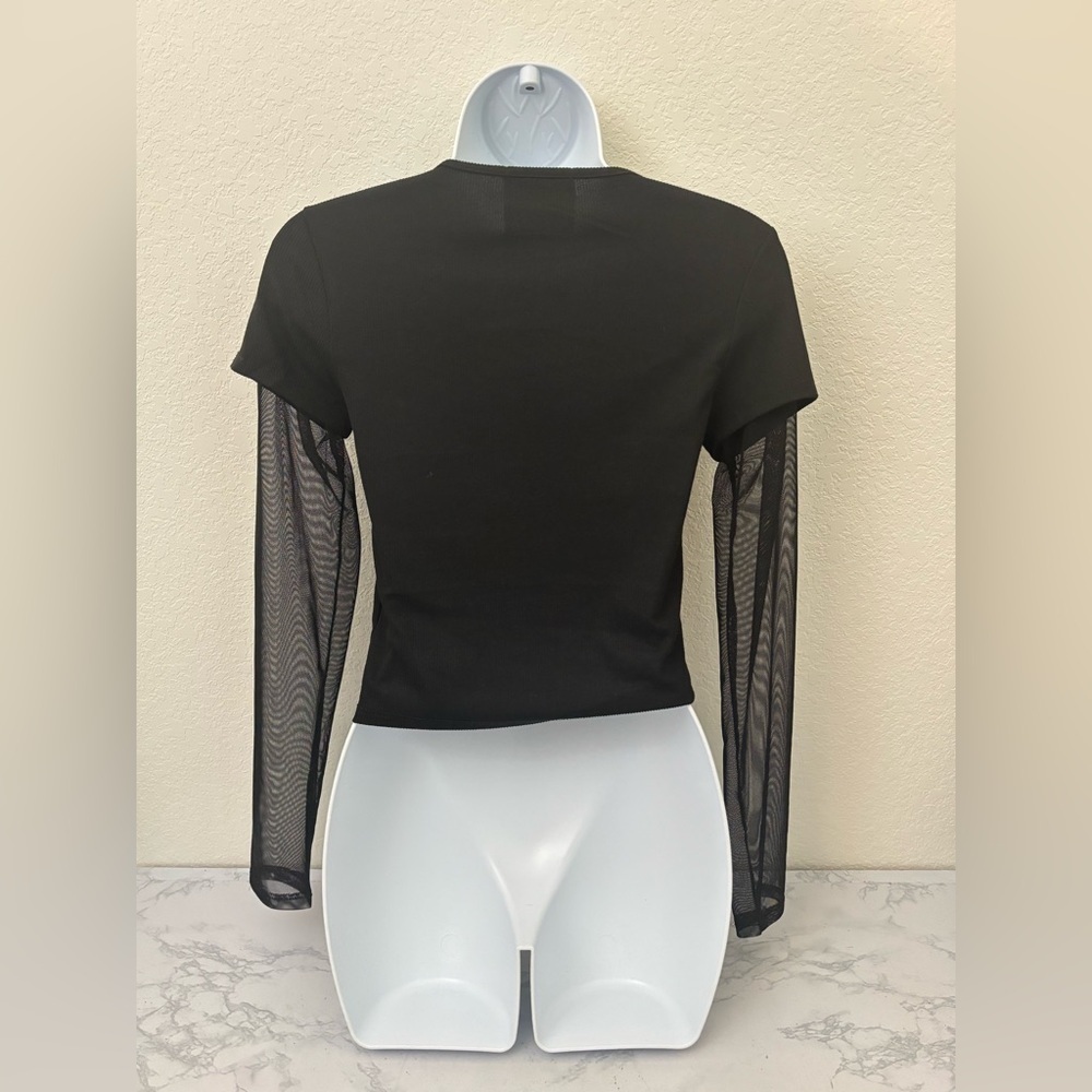 French Pastry Womens Long Sheet Sleeve Top Butterfly Black Sz M Pullover Emo​ - Picture 4 of 5